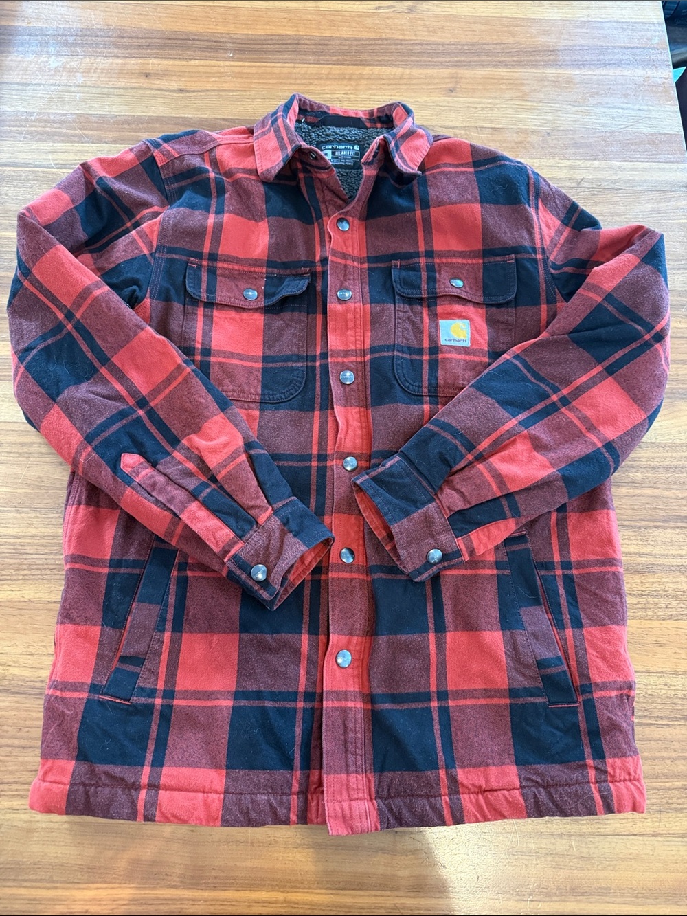 Carhartt Men's Relaxed Fit Heavyweight Flannel Sherpa-Lined Shirt Jacket
